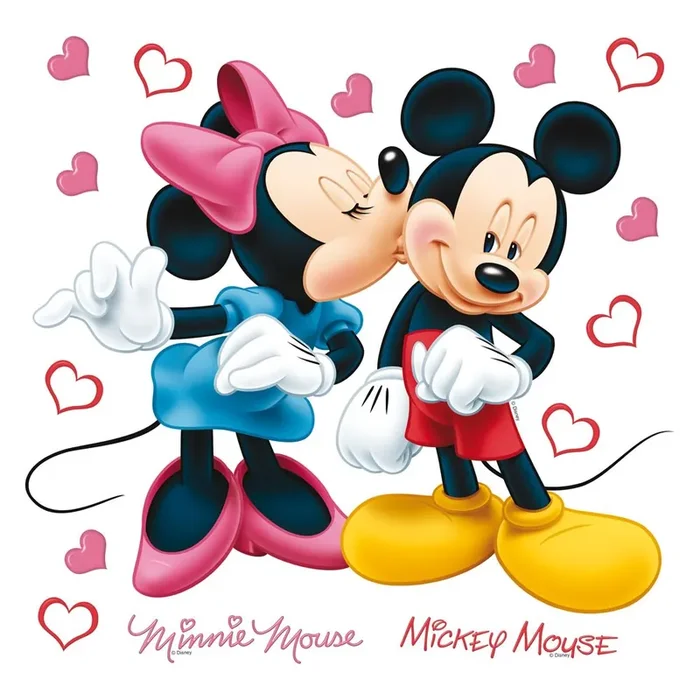 mural decorativo autoadhesivo Minnie & Mickey Mouse rosa, rojo, azul y amarillo de Disney – 600216