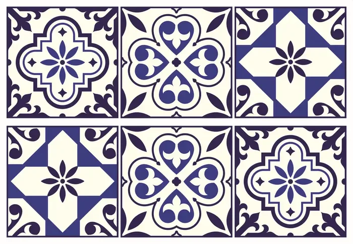 mural decorativo autoadhesivo motivo de azulejos azul de Sanders & Sanders – 600329