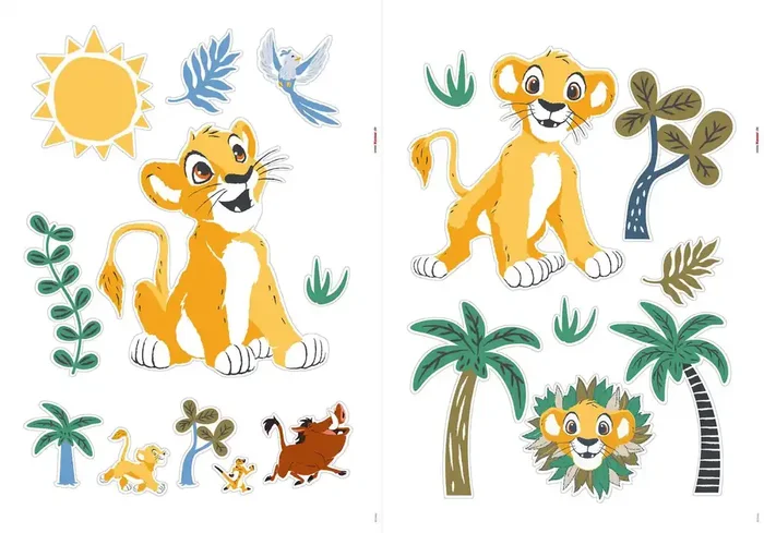 mural decorativo autoadhesivo oasis lejano del rey león amarillo, verde y azul de Disney – 612748