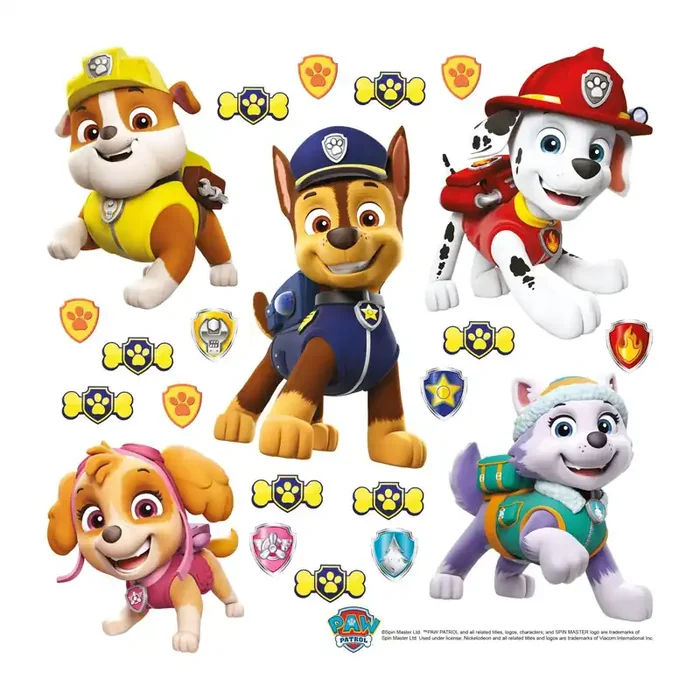 mural decorativo autoadhesivo PAW Patrol amarillo, azul y rojo de Sanders & Sanders – 600240