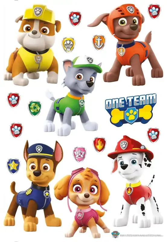 mural decorativo autoadhesivo PAW Patrol marrón, rojo y amarillo de Sanders & Sanders – 600116
