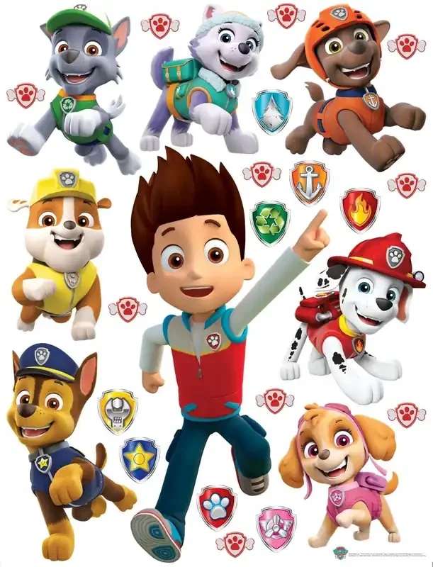 mural decorativo autoadhesivo PAW Patrol rojo, amarillo y verde de Sanders & Sanders – 600175