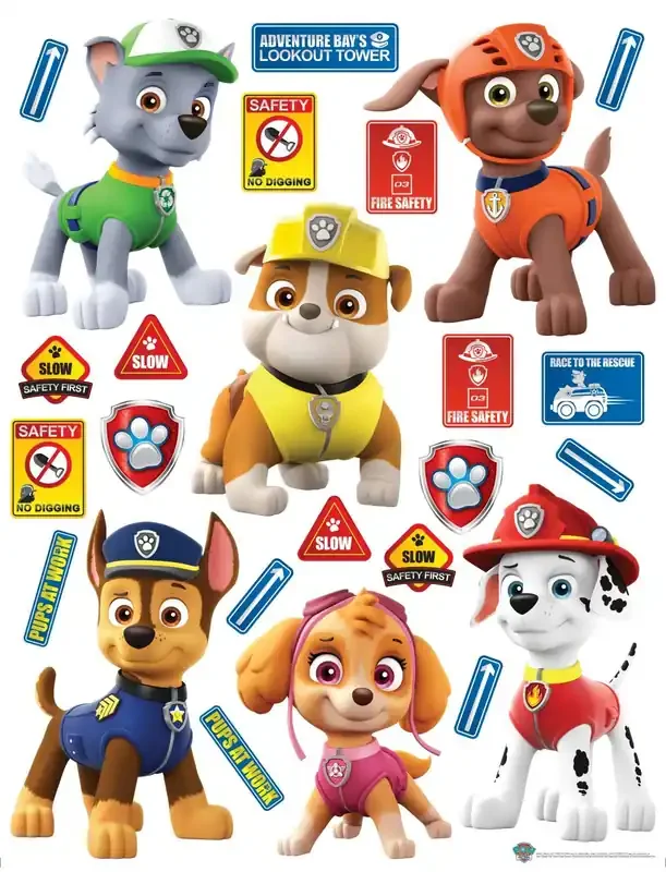 mural decorativo autoadhesivo PAW Patrol rojo, amarillo y verde de Sanders & Sanders – 600177
