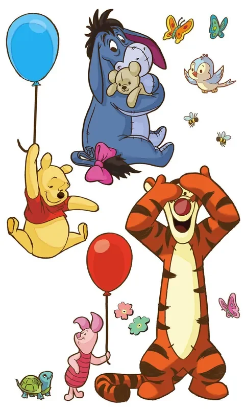 mural decorativo autoadhesivo Winnie the Pooh naranja, azul y amarillo de Disney – 612438