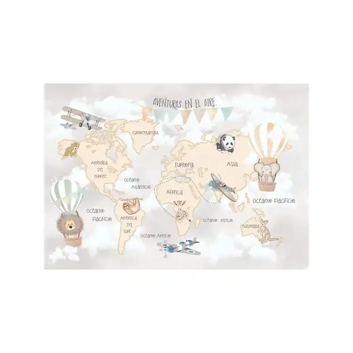Mural Mapa Infantil Personalizable Aventuras en el Aire VCMA-019