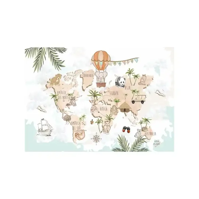 Mural Mapa Infantil Personalizable Safari VCMA-002