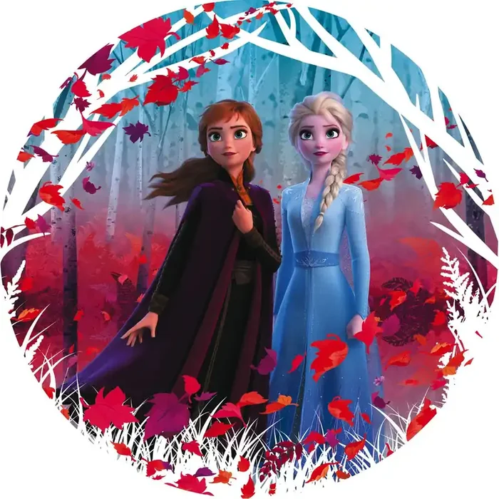 mural redondo autoadhesivo Frozen 2 ‘El Invierno Se Acerca‘ rojo, azul y morado de Disney – 611751