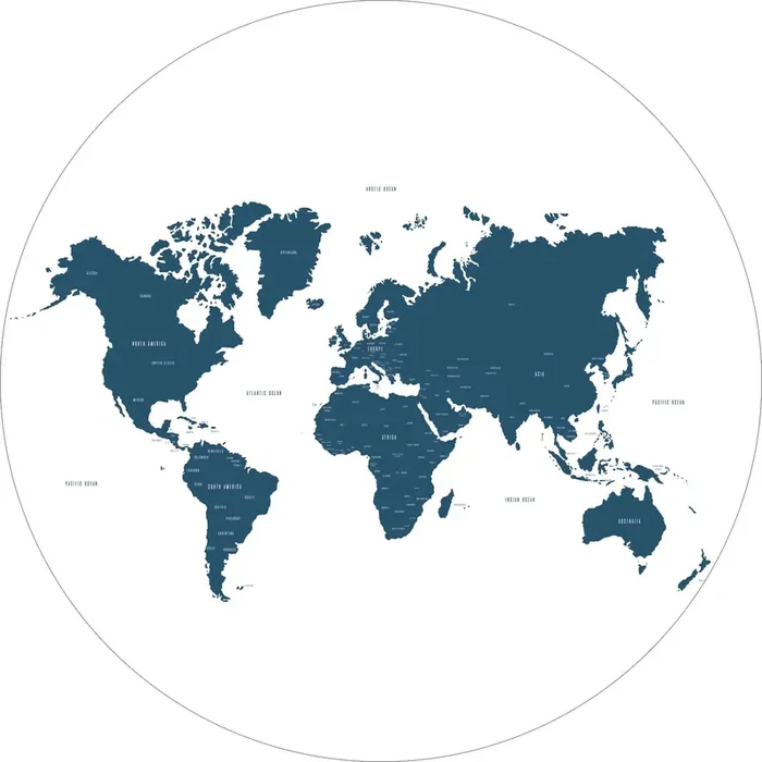 mural redondo autoadhesivo mapa del mundo azul de ESTAhome – 158984