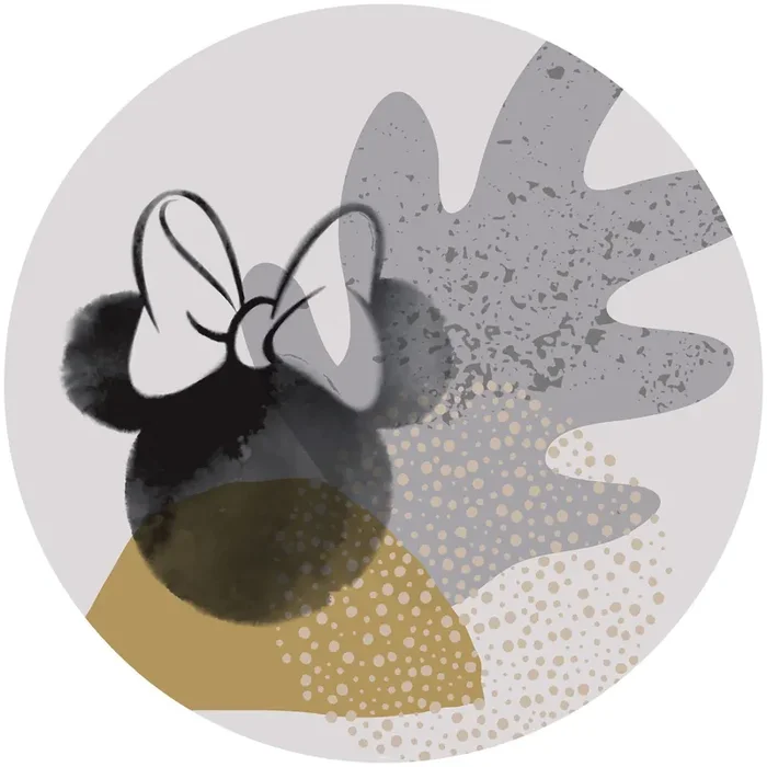 mural redondo autoadhesivo Minnie Mouse gris, negro y amarillo de Disney – 612726