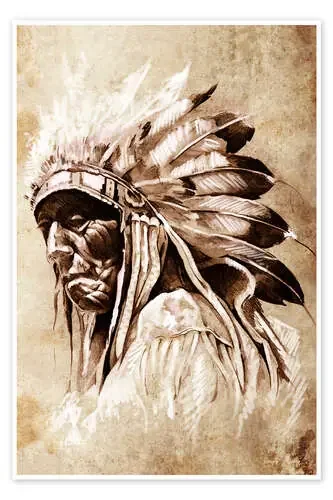 Native American elder with feather headdress Editors Choice