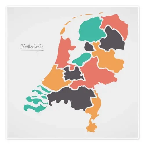 Netherlands map modern abstract with round shapes de Ingo Menhard