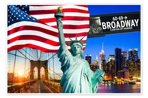 New York City Photo Collage with Statue of Liberty de Jan Christopher Becke