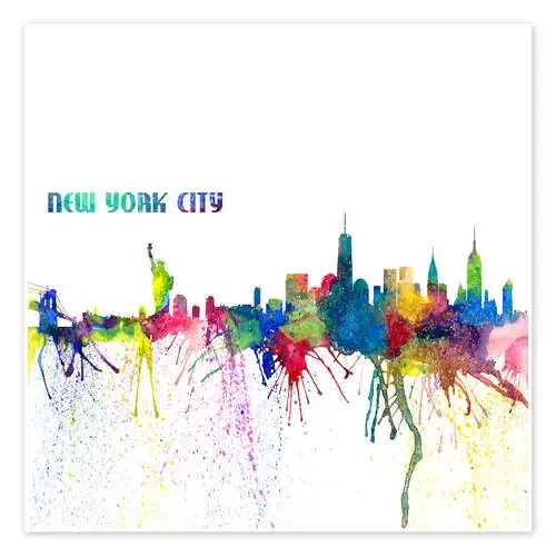 New York City Skyline Silhouette Impressionistic Blast de M. Bleichner