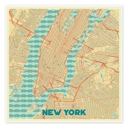 New York Map Retro de Hubert Roguski