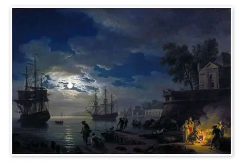 Night Port in the moonlight de Claude Joseph Vernet Everett Collection