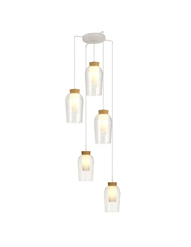 Nora Lámpara 5 Alturas Blanco/Madera