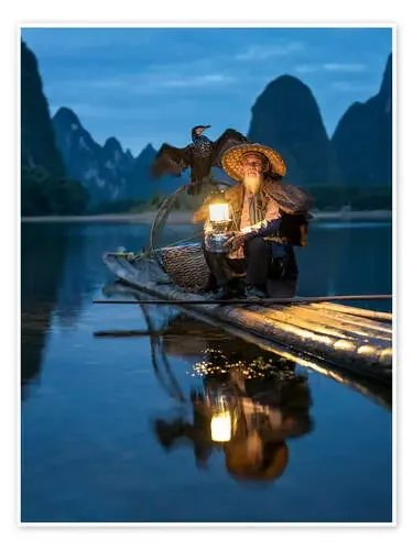 Old cormorant fisherman in Guilin, China de Jan Christopher Becke
