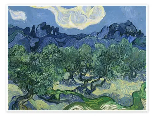 Olivos con los Alpes de fondo de Vincent van Gogh Master Collection