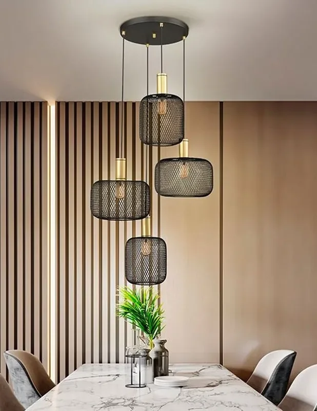 Osiris Lámpara Schuller 4 Luces Oro-Negro