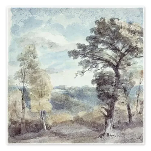 Paisaje con árboles y una mansión lejana de John Constable Bridgeman Images