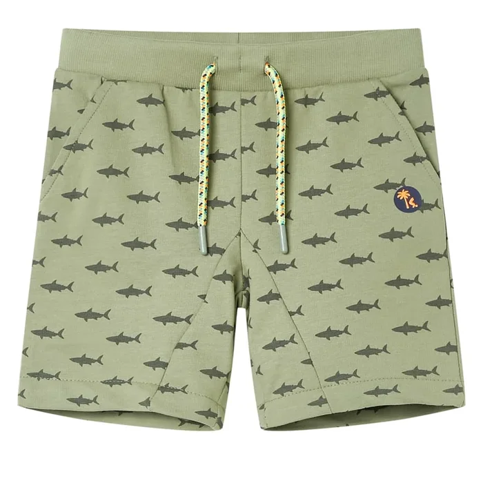 Pantalones cortos infantiles con cordón caqui claro 104 (4)