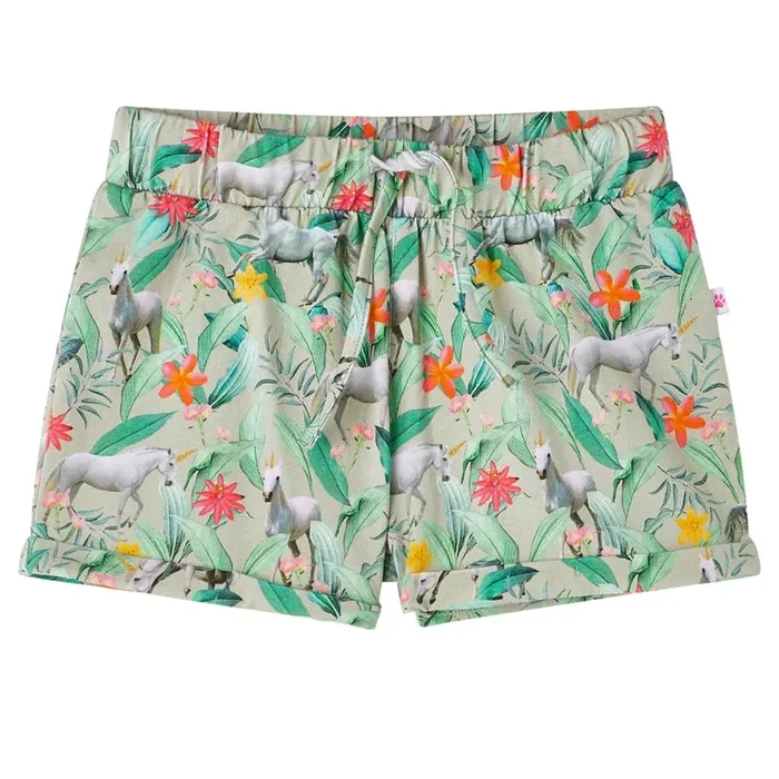 Pantalones cortos infantiles con cordón caqui claro 140 (2)