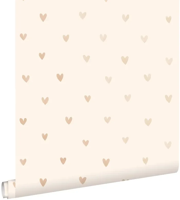 papel pintado corazones oro brillante claro y beige de ESTAhome – 138865