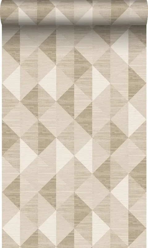 papel pintado fibra vegetal en motivo gráfico 3D beige arena de Origin Wallcoverings – 347882