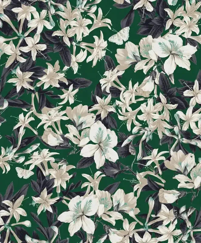 papel pintado flores verde de Masureel – 630626