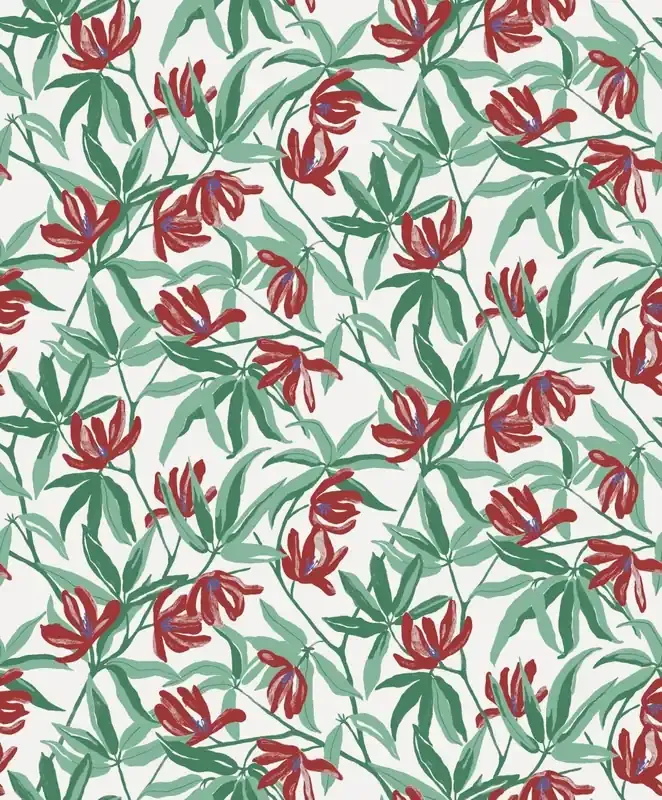 papel pintado flores verde de Masureel – 631823