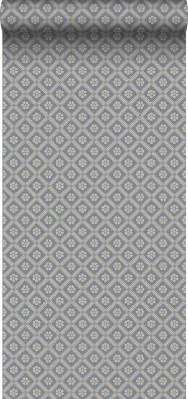 papel pintado motivo de azulejos azul agrisado de Borastapeter – 660576