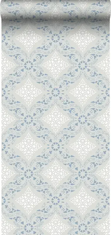 papel pintado motivo de azulejos azul agrisado de Duro – 661169