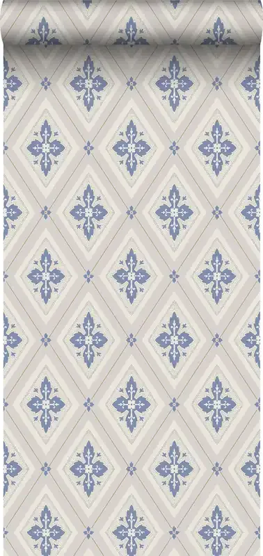 papel pintado motivo de azulejos azul agrisado de Duro – 661184