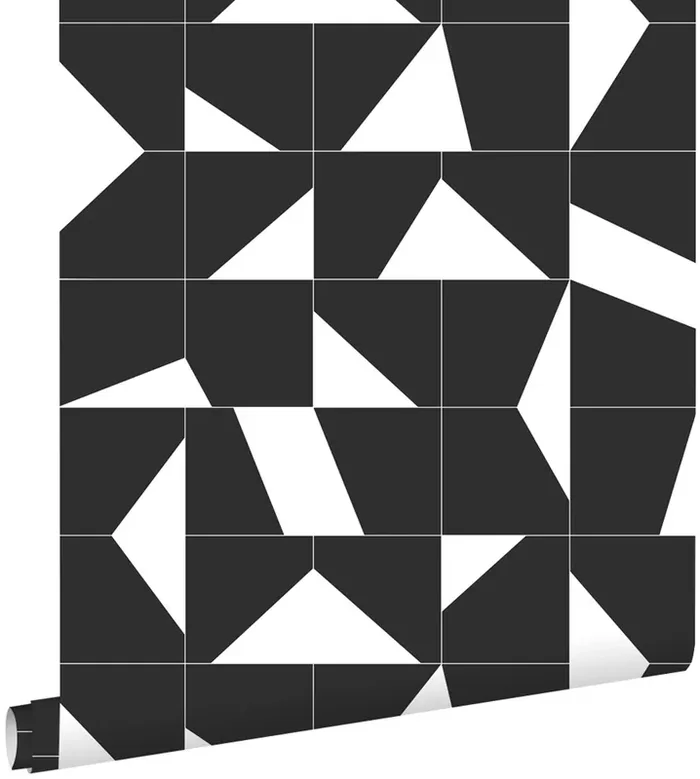 papel pintado motivo de azulejos blanco y negro de ESTAhome – 139087