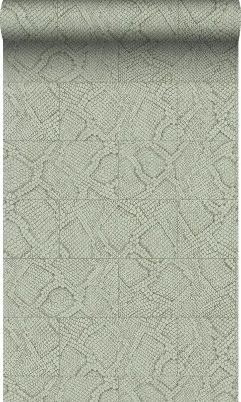 papel pintado motivo de azulejos con imitación de piel de serpiente gris pálido de Origin Wallcoverings – 347784