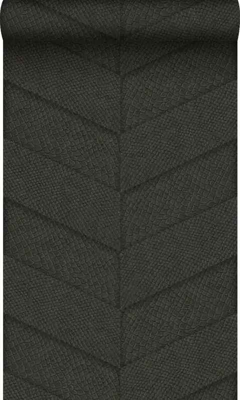 papel pintado motivo de azulejos con imitación de piel de serpiente marrón oscuro de Origin Wallcoverings – 347795