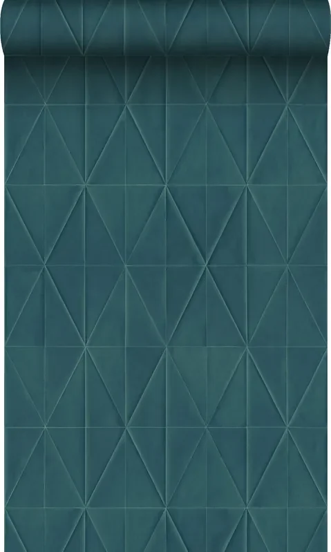 papel pintado motivo de origami azul oscuro de Origin Wallcoverings – 347860