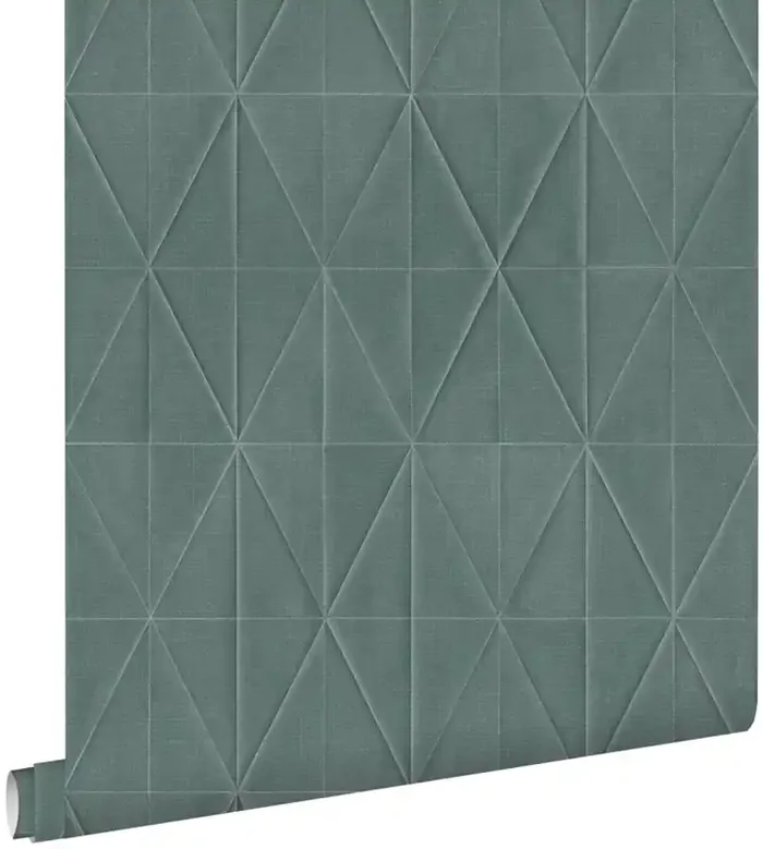 papel pintado motivo de origami azul petroleo de ESTAhome – 148712