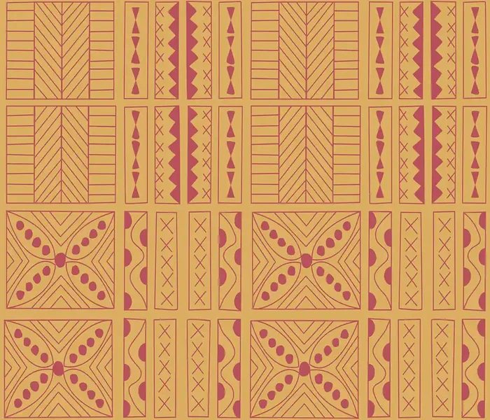 papel pintado motivo étnico naranja y rojo coral de Walls4You – 640139