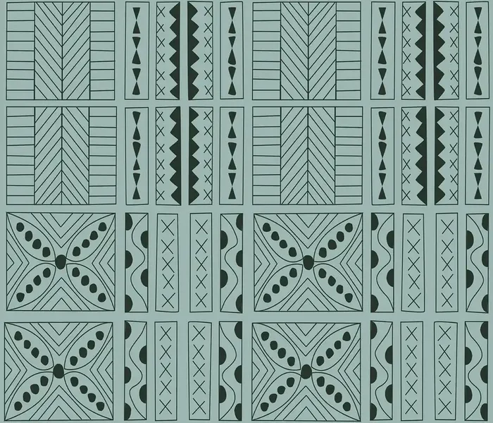 papel pintado motivo étnico turquesa y negro de Walls4You – 640142