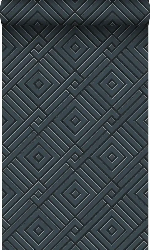 papel pintado motivo gráfico 3D azul oscuro de Origin Wallcoverings – 347982