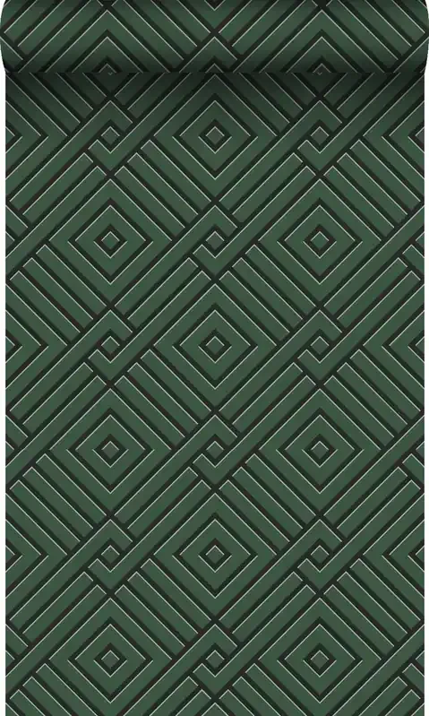 papel pintado motivo gráfico 3D verde oscuro de Origin Wallcoverings – 347981