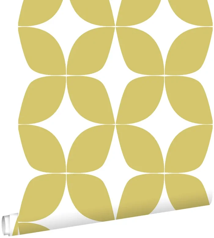 papel pintado motivo gráfico amarillo ocre y blanco de ESTAhome – 139098