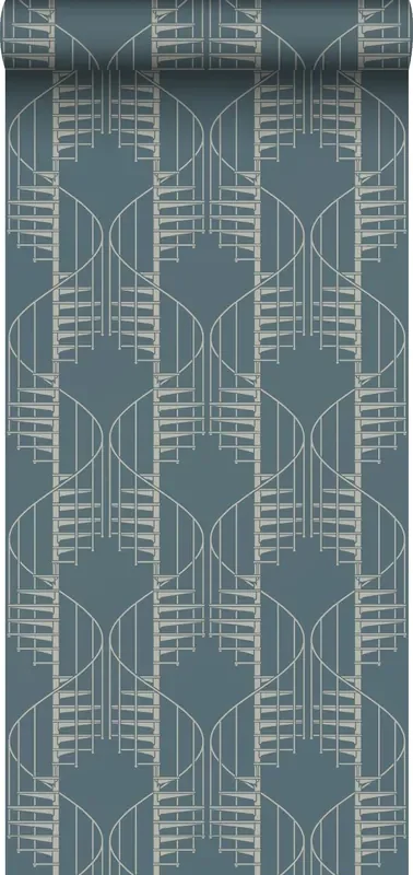 papel pintado motivo gráfico azul agrisado de Borastapeter – 660980