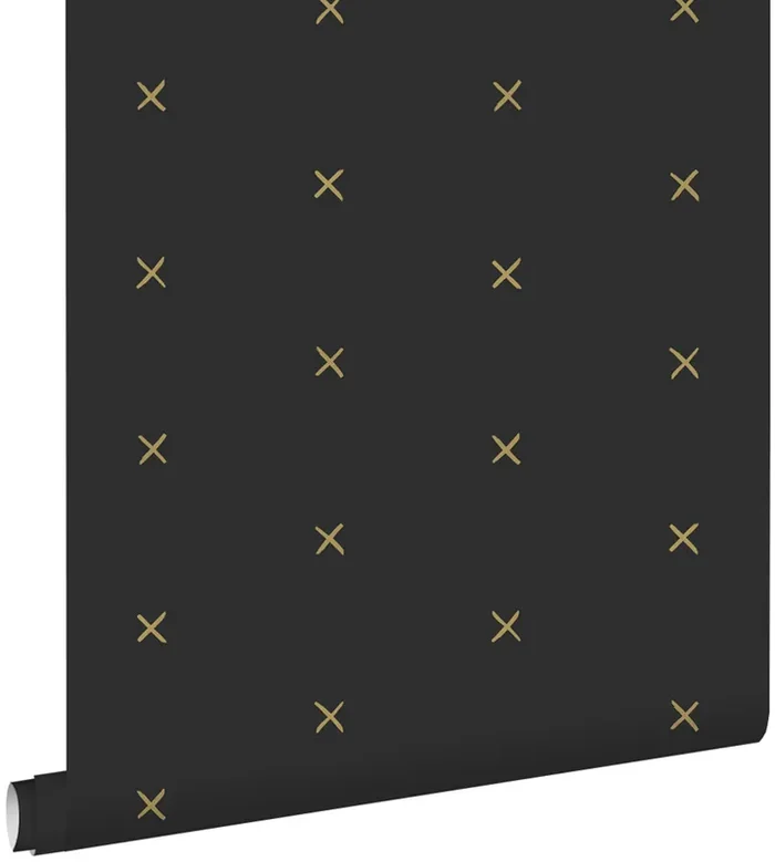 papel pintado motivo gráfico negro y oro de ESTAhome – 139130