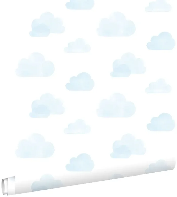 papel pintado nubes estampadas azul claro y blanco de ESTAhome – 138930