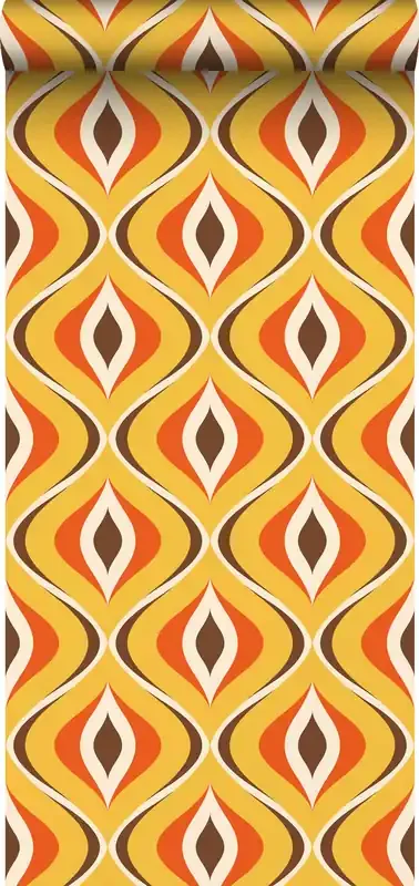 papel pintado ornamento retro amarillo y naranja de Sanders & Sanders – 935405