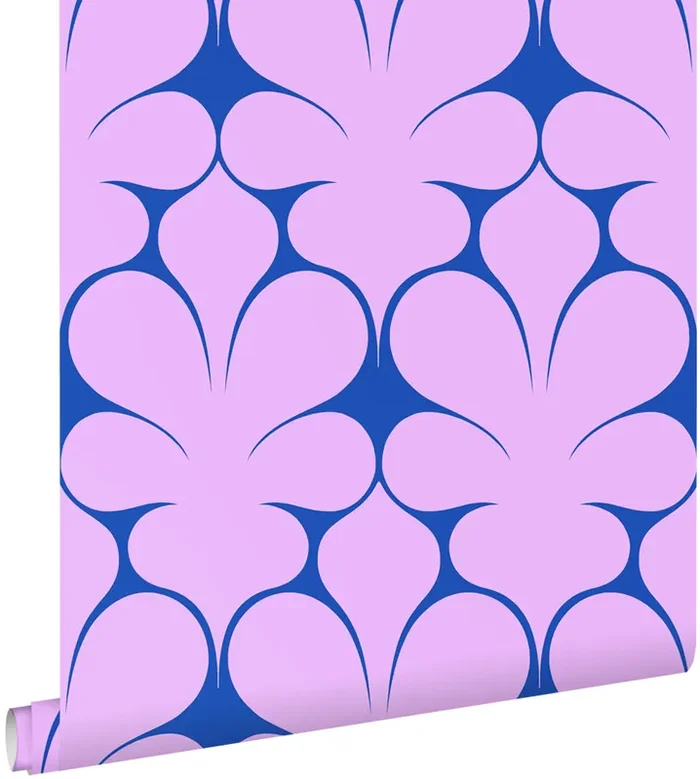 papel pintado ornamento retro morado y azul de ESTAhome – 131562