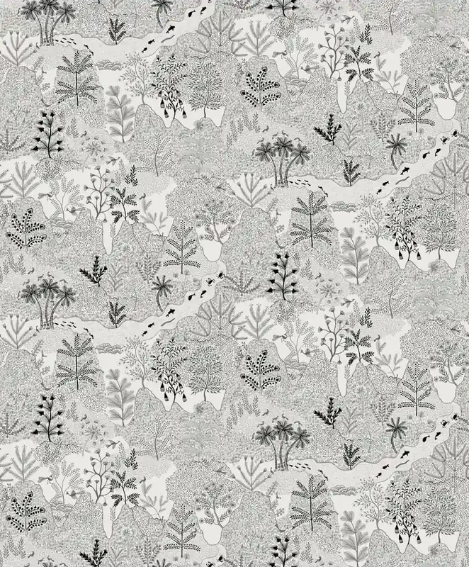 papel pintado paisaje boscoso negro y blanco de Masureel – 631891