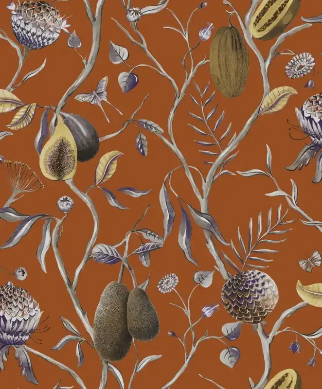 papel pintado paisaje boscoso rojo barro cocido de Masureel – 630099